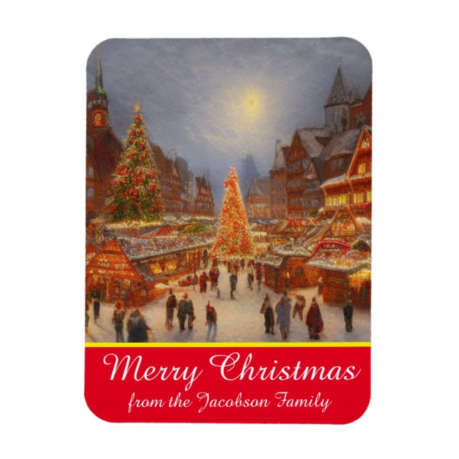 Merry Christmas German Market Greetings Kitsch Magnet (Vertical)