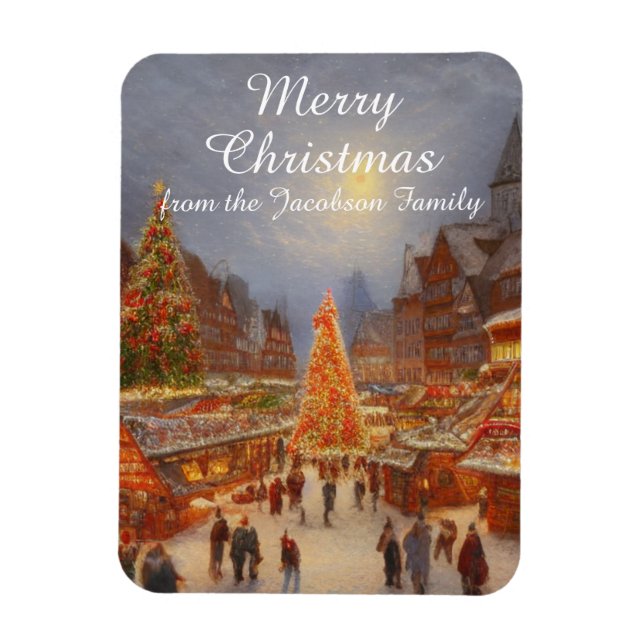 Merry Christmas German Market Greetings Kitsch Magnet (Vertical)