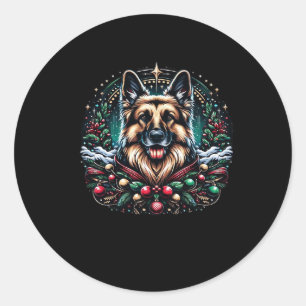Merry Christmas German Shepherd Classic T-Shirt Classic Round Sticker