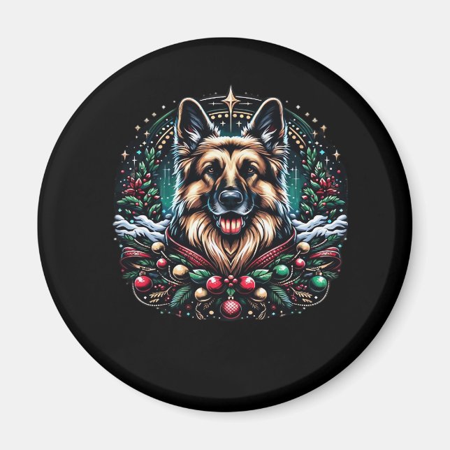Merry Christmas German Shepherd Classic T-Shirt Magnet (Front)