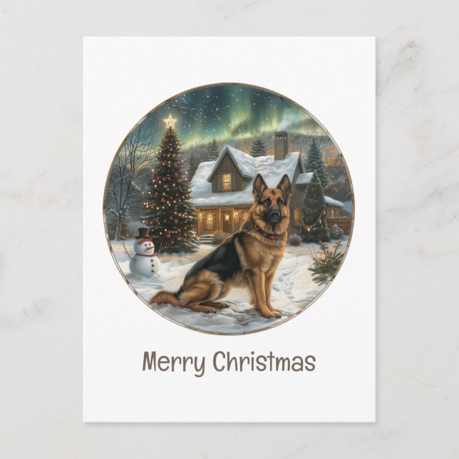 Merry Christmas German Shepherd Dog Holiday Postcard (Front)
