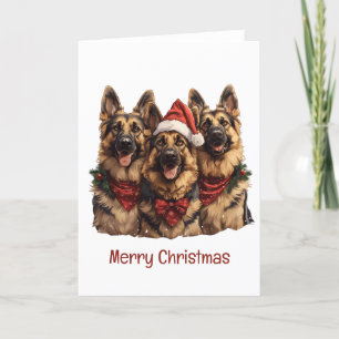 Merry Christmas German Shepherd Dogs Holiday Card