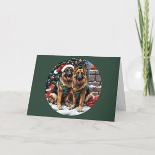 Merry Christmas German Shepherd Dogs Holiday Card