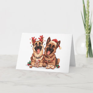 Merry Christmas German Shepherd Dogs Holiday Card