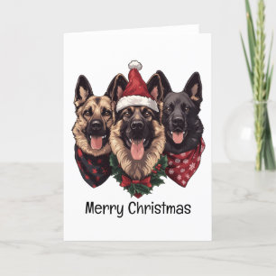 Merry Christmas German Shepherd Dogs Holiday Card