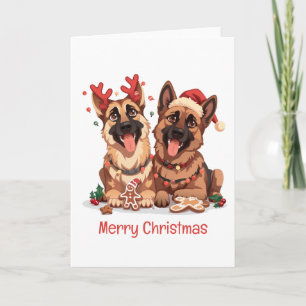 Merry Christmas German Shepherd Dogs Holiday Card