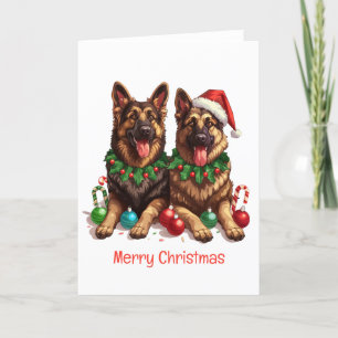 Merry Christmas German Shepherd Dogs Holiday Card