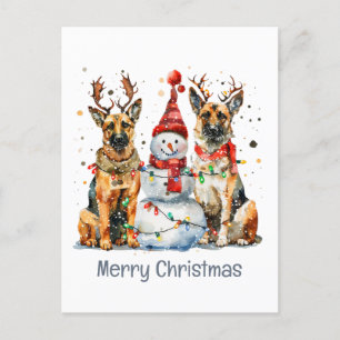 Merry Christmas German Shepherd Dogs Holiday Postcard
