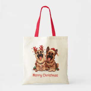 Merry Christmas German Shepherd Dogs Tote Bag