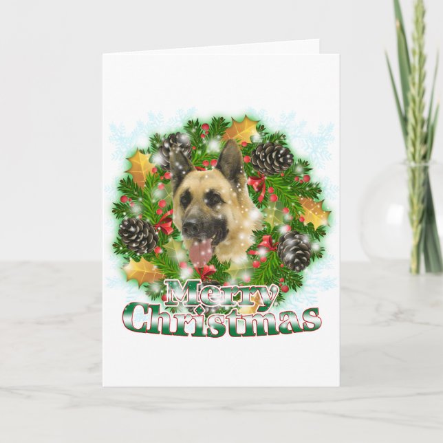 Merry Christmas German Shepherd Holiday Card (Front)