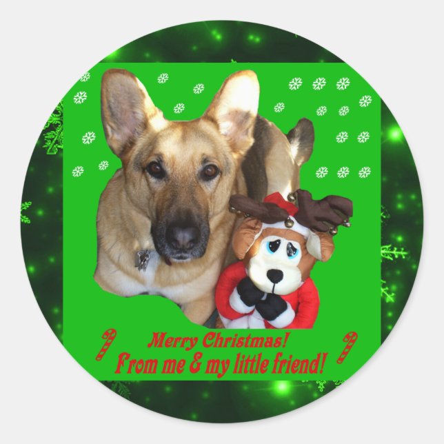 Merry Christmas German Shepherd Round Sticker (Front)