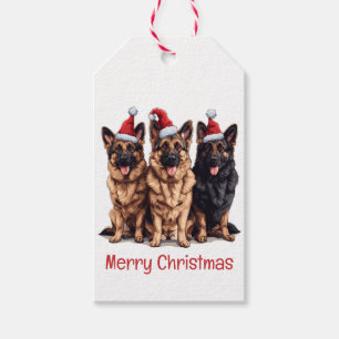 Merry Christmas German Shepherd Santa Dogs Gift Tags