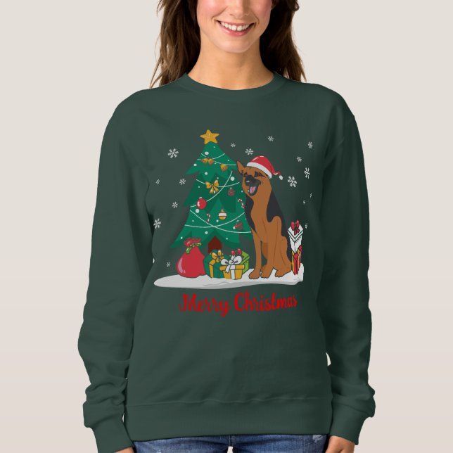 Merry Christmas German Shepherd Sweatshirt (Front)