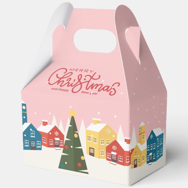 Merry Christmas Gift Box | Holiday Festive Village (Front)