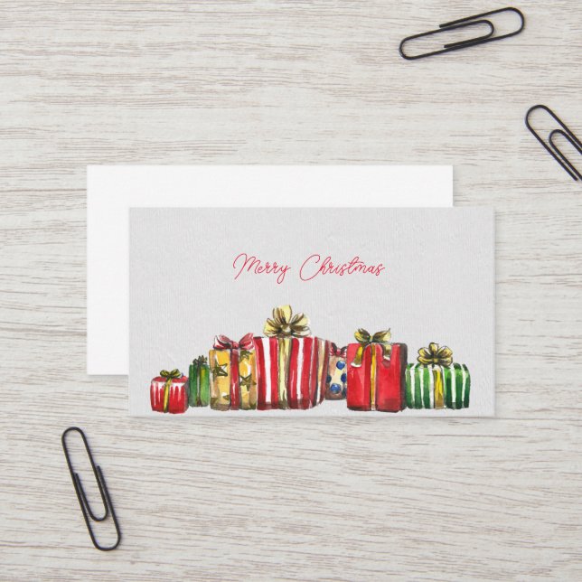 Merry Christmas Gift Boxes Business Card (Front/Back In Situ)