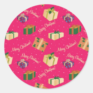 Merry Christmas Gift Boxes Classic Round Sticker