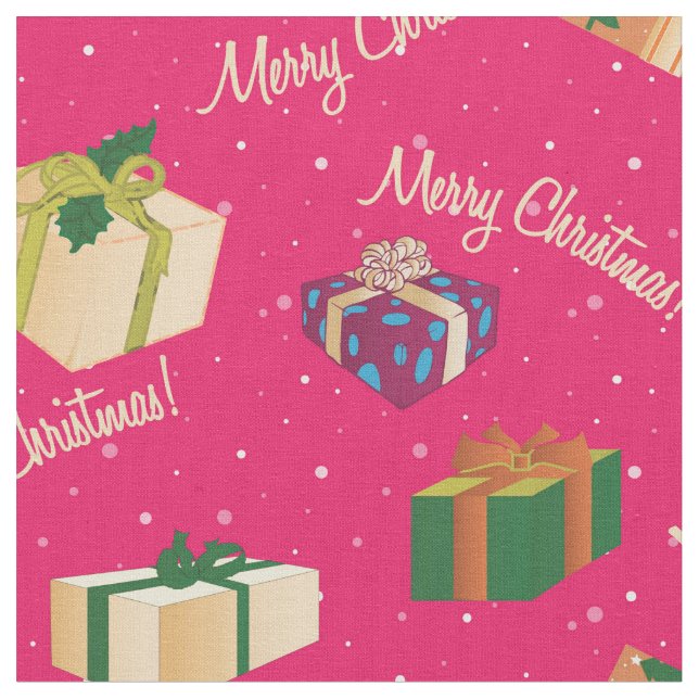 Merry Christmas Gift Boxes Fabric (Close Up)