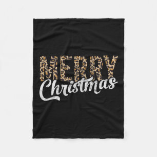 Merry Christmas Gift Family Xmas Leopard Buffalo P Fleece Blanket