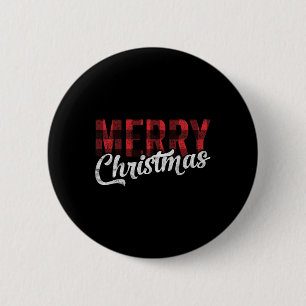 Merry Christmas Gift Family Xmas Red Buffalo Plaid 6 Cm Round Badge