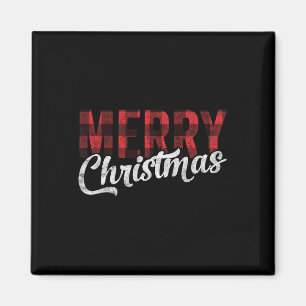 Merry Christmas Gift Family Xmas Red Buffalo Plaid Magnet