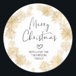 Merry Christmas Gift Gold Snowflake Wreath Sticker<br><div class="desc">It's nearly Christmas! Time to plan your gift giving for the holiday season,  don't forget your personalized Christmas Stickers!

Stylish and beautiful these personalized Christmas stickers are perfect for Christmas Gift Tags or as envelope seals on your Christmas Holiday cards and so much more.</div>