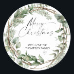 Merry Christmas Gift Label Greenery Wreath Sticker<br><div class="desc">It's nearly Christmas! Time to plan your gift giving for the holiday season,  don't forget your personalised Christmas Stickers!

Stylish and beautiful these personalised Christmas stickers are perfect for Christmas Gift Tags or as envelope seals on your Christmas Holiday cards and so much more.</div>