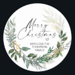 Merry Christmas Gift Label Greenery Wreath Sticker<br><div class="desc">It's nearly Christmas! Time to plan your gift giving for the holiday season,  don't forget your personalized Christmas Stickers!

Stylish and beautiful these personalized Christmas stickers are perfect for Christmas Gift Tags or as envelope seals on your Christmas Holiday cards and so much more.</div>