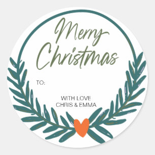 Merry Christmas Gift Label Personalised with Names