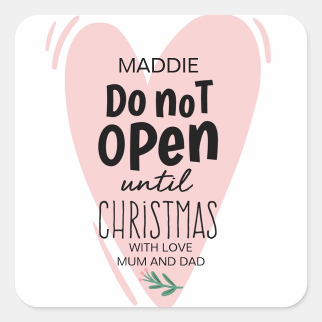 Merry Christmas Gift Label Personalized with Names (Front)