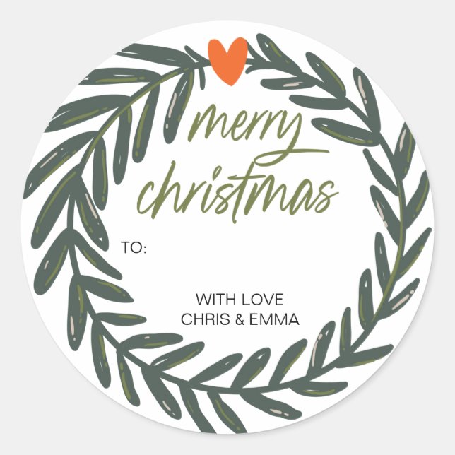 Merry Christmas Gift Label Personalized with Names (Front)