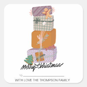 Merry Christmas Gift Label Personalized with Names