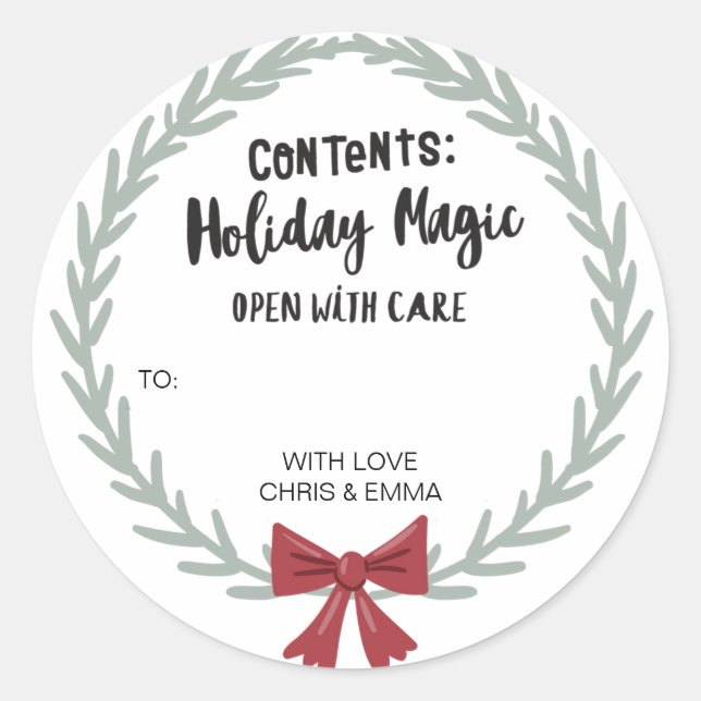 Merry Christmas Gift Label Personalized with Names (Front)