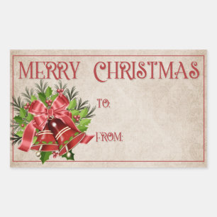 Merry Christmas Gift Labels   Red Bells