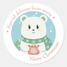Merry Christmas gift stickers - sweet polar bear