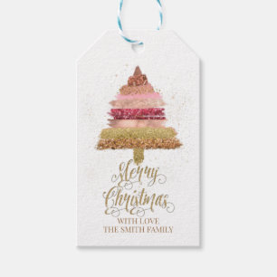 Merry Christmas Gift Tag, Christmas Tree, Pink Gift Tags