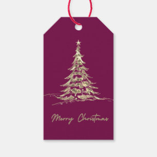 Merry Christmas Gift Tag   Elegant Christmas Tree