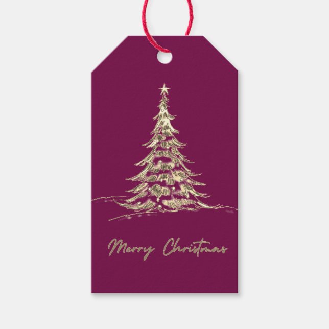 Merry Christmas Gift Tag | Elegant Christmas Tree (Front)
