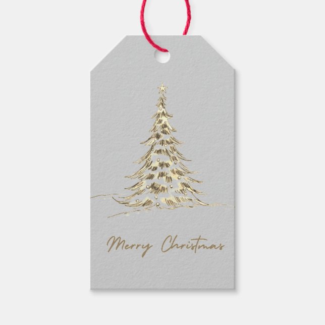 Merry Christmas Gift Tag | Elegant Christmas Tree (Front)