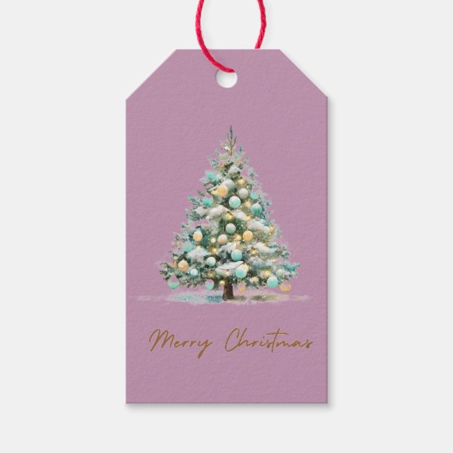 Merry Christmas Gift Tag | Elegant Christmas Tree (Front)