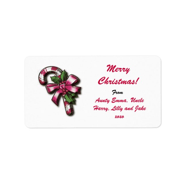 Merry Christmas Gift Tag Label - Personalised Name (Front)