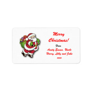 Merry Christmas Gift Tag Label - Personalised Name