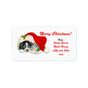 Merry Christmas Gift Tag Label - Personalised Name