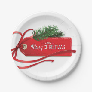 Merry Christmas Gift Tag Party Paper Plate