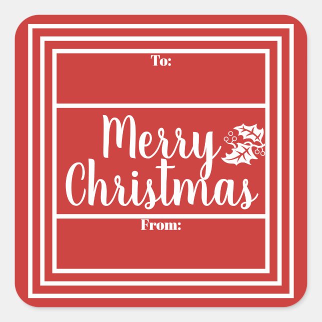Merry Christmas Gift Tag Sticker | Choose Colour (Front)