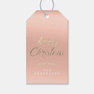 Merry Christmas Gift To Script Gold Coral Peach Tags
