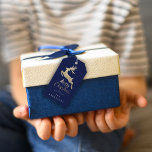 Merry Christmas Gift To Script Gold Grey Blue Navy Gift Tags<br><div class="desc">Contemporary personalised chic holiday gift tags decorated with a  gold script on the Pantone colour background .
On the backgound you can write down to whom is dedicated this tag.
florenceK</div>