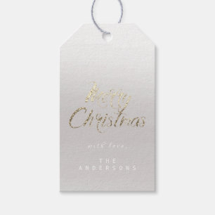 Merry Christmas Gift To Script Gold Ombre Gray Lux Tags