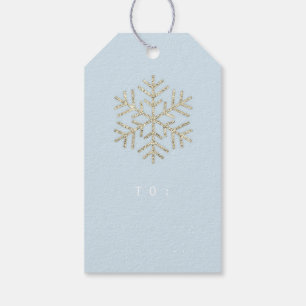 Merry Christmas Gift To Script Gold Pastel Blue Tags