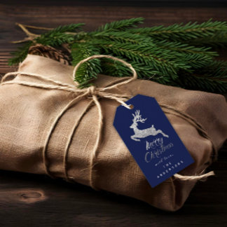Merry Christmas Gift To Script Silver Grey Blue Tags