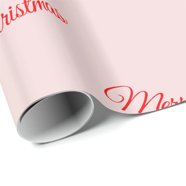 Merry Christmas Gift Warp In Pink Wrapping Paper (Roll Corner)